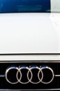 Audi logo, luxury car in Istanbul city, november 22 2021 Istanbul Pendik Turkey used car market