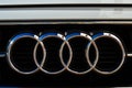 Audi logo, luxury car in Istanbul city, november 22 2021 Istanbul Pendik Turkey used car market