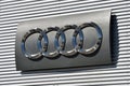 Audi logotype on the wall Royalty Free Stock Photo