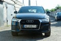 AUDI Q3 in black. Subcompact luxury crossover Audi Q3. Front view Royalty Free Stock Photo