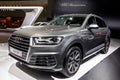 Audi Q7 car showcased at the Brussels Expo Autosalon motor show. Belgium - January 12, 2016