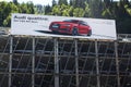 Audi quattro car poster on parking house Royalty Free Stock Photo