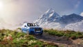 Audi quattro outdoors with Canadian Mountain Landscape in Background.