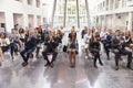 Audience Applauding Speaker After Conference Presentation Royalty Free Stock Photo