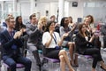 Audience Applauding Speaker After Conference Presentation Royalty Free Stock Photo