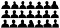 Audience cinema, theater. Crowd of people in the auditorium, silhouette vector isolated, Royalty Free Stock Photo