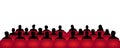 Audience cinema, theater. Crowd of people in the auditorium, silhouette vector, spectators Royalty Free Stock Photo