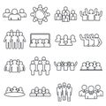 Audience customer icons set, outline style