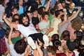 The audience doing crowd surfing (also known as mosh pit) at Heineken Primavera Sound 2014