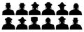 Audience of God`s chosen people. Jewish head profile avatar icons. People portrait Israelite. Silhouette vector Royalty Free Stock Photo