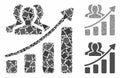 Audience growth chart Mosaic Icon of Rough Pieces