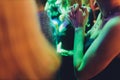 Audience with hands in the air at a music festival. Royalty Free Stock Photo