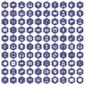 100 audience icons hexagon purple