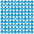 100 audience icons set blue Royalty Free Stock Photo
