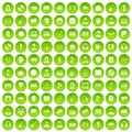 100 audience icons set green circle Royalty Free Stock Photo