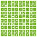 100 audience icons set grunge green Royalty Free Stock Photo