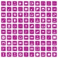 100 audience icons set grunge pink Royalty Free Stock Photo