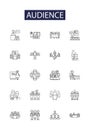 Audience line vector icons and signs. Viewers, Spectators, Clients, Consumers, Observers, Followers, Crowd, Participants Royalty Free Stock Photo