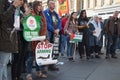 Audience listening to speakers at the Free Palestine Rally held by the Palestine Solidarity Campaign organised to coincide with th Royalty Free Stock Photo