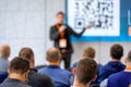 Audience listens lecturer at workshop Royalty Free Stock Photo