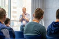 Audience listens lecturer at workshop Royalty Free Stock Photo