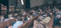 Audience listens to the speaker`s report in a spacious conference room Royalty Free Stock Photo