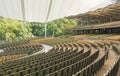 The audience seats in Forest Opera Opera Lesna, an open-air amphitheatre located in Sopot.