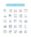Audience targeting vector line icons set. Audience, targeting, segmentation, profiling, demographics, location