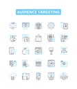 Audience targeting vector line icons set. Audience, targeting, segmentation, profiling, demographics, location