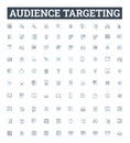 Audience targeting vector line icons set. Audience, targeting, segmentation, profiling, demographics, location