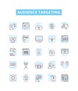 Audience targeting vector line icons set. Audience, targeting, segmentation, profiling, demographics, location