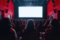 Audience viewing giant blank movie screen