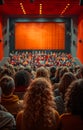 Audience watching movie in theater. Cinema full of people watching movie Royalty Free Stock Photo