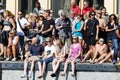 Audience watching from the quay