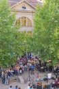 Audience at yearly Summer music open air outdoor festival held in Hranicar public hall the