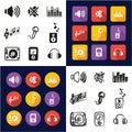 Audio All in One Icons Black & White Color Flat Design Freehand Set Royalty Free Stock Photo