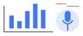 Audio Analysis and Voice Recognition Concept with Bar Graph and Microphone Icon Royalty Free Stock Photo