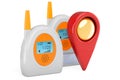 Audio baby monitor, baby alarm with map pointer. 3D rendering