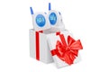 Audio baby monitor, baby alarm inside gift box, gift Royalty Free Stock Photo