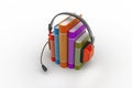 Audio book concept with headphones and books Royalty Free Stock Photo