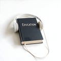 Audio book education on white background Royalty Free Stock Photo