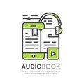 Audio Book, Electronic Reader, Headphones, Education App, Isolated Modern Symbol