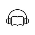 Black line icon for Audio Book, audio and book