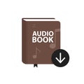 Audio Book icon with download arrow button. Online digital library concept. Vector illustration Royalty Free Stock Photo