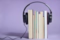 Audio books with books and headphones