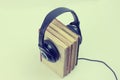 Audio books concept with old books Royalty Free Stock Photo