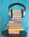Audio books, entertainment and education during corona lockdown concept, Royalty Free Stock Photo