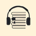 Audio books with headphones concept vector illustration, Royalty Free Stock Photo