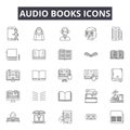 Audio books line icons, signs, vector set, outline illustration concept Royalty Free Stock Photo