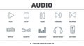 Audio Buttons icons set collection. Includes creative elements such as Play, Stop, Pause, Reverse, Forward, Random and Equalizer